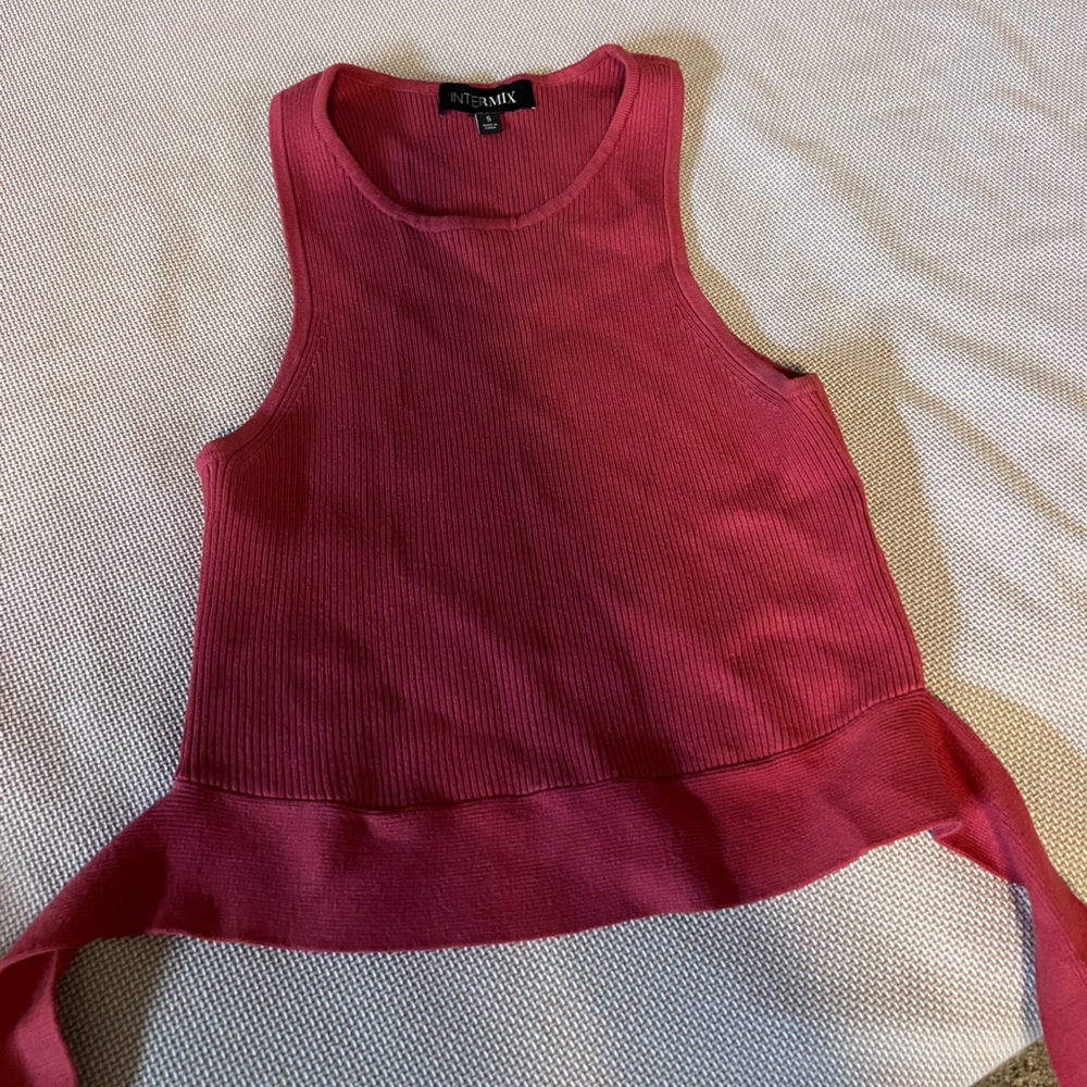Intermix ribbed cropped tank top